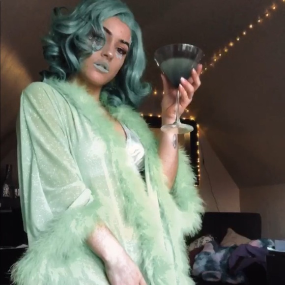 Curly Green Festival Wig - Picture 6 of 6